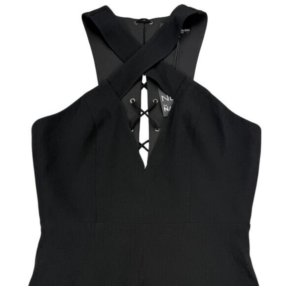 NWT NBD x Naven Twins Lace Me Up Fit and Flare Black Dress Size Medium - Picture 6 of 7
